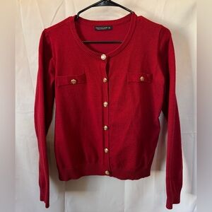 Red Button-Up Women's Sweater